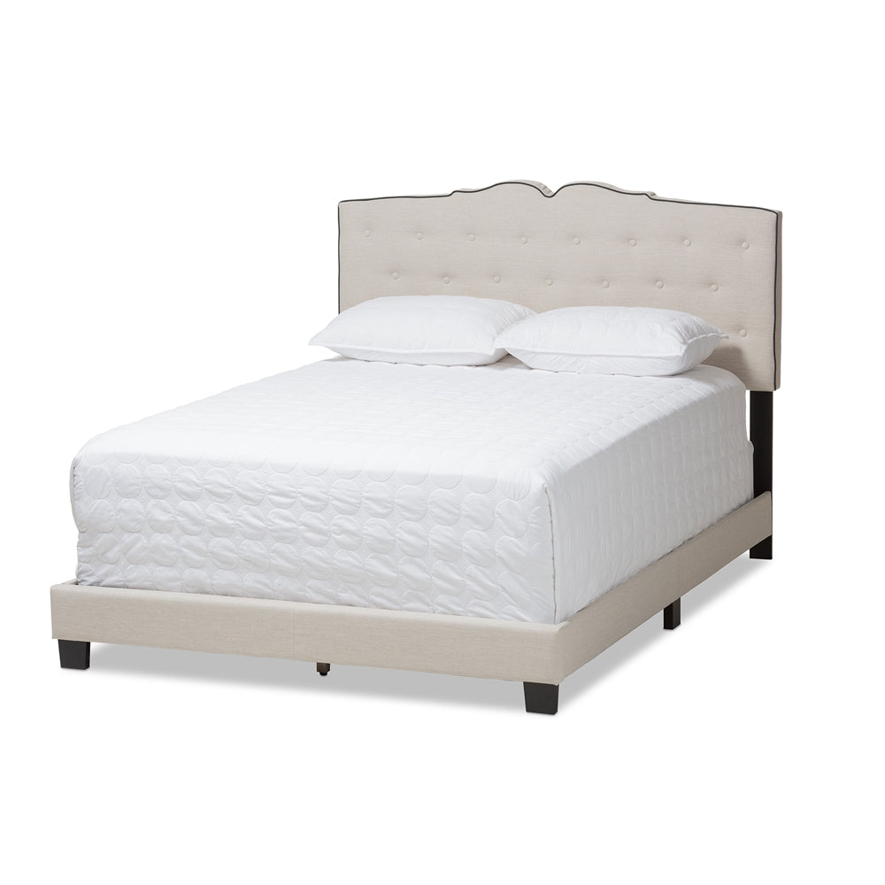 Vivienne Light Beige Fabric Upholstered Full Size Bed