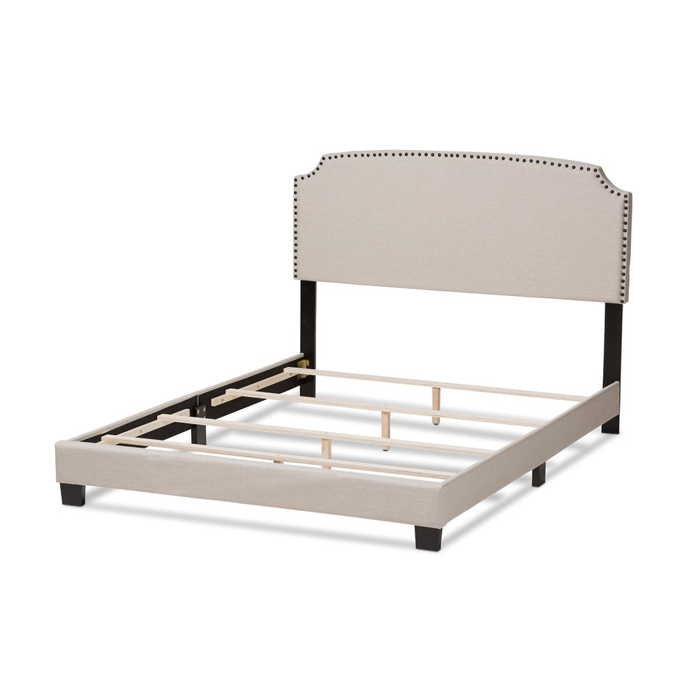 Odette Modern And Contemporary Light Beige Fabric Upholstered King Size Bed