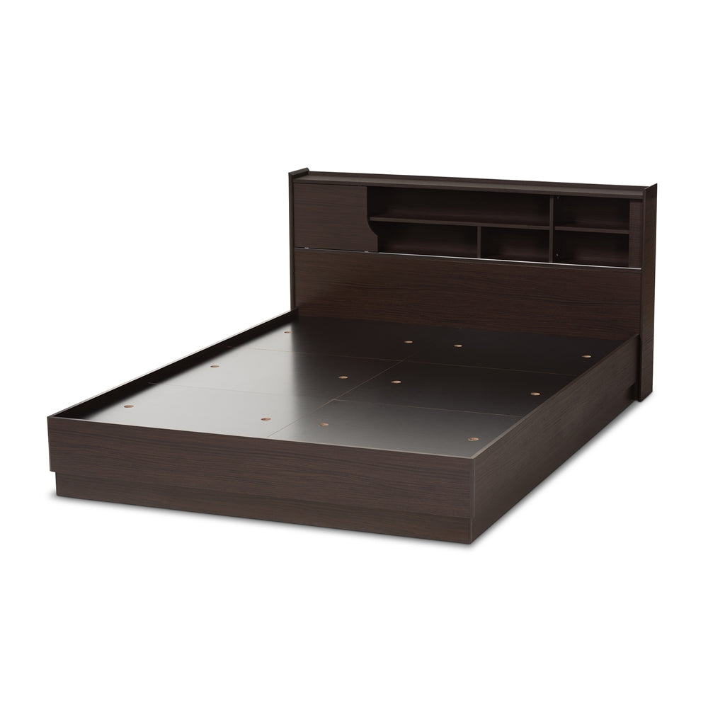 Larsine Brown Finished Queen Size Platform Storage Bed