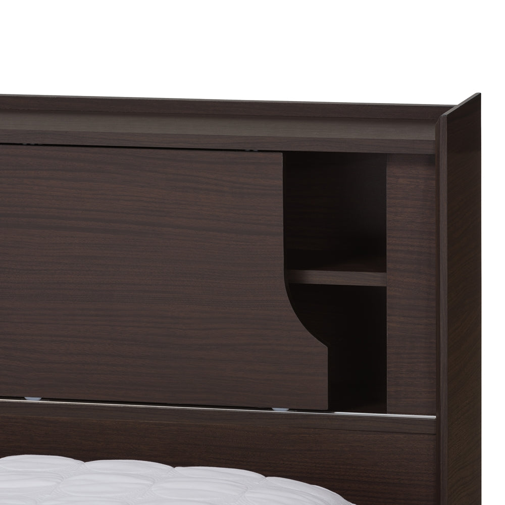 Larsine Brown Finished Queen Size Platform Storage Bed