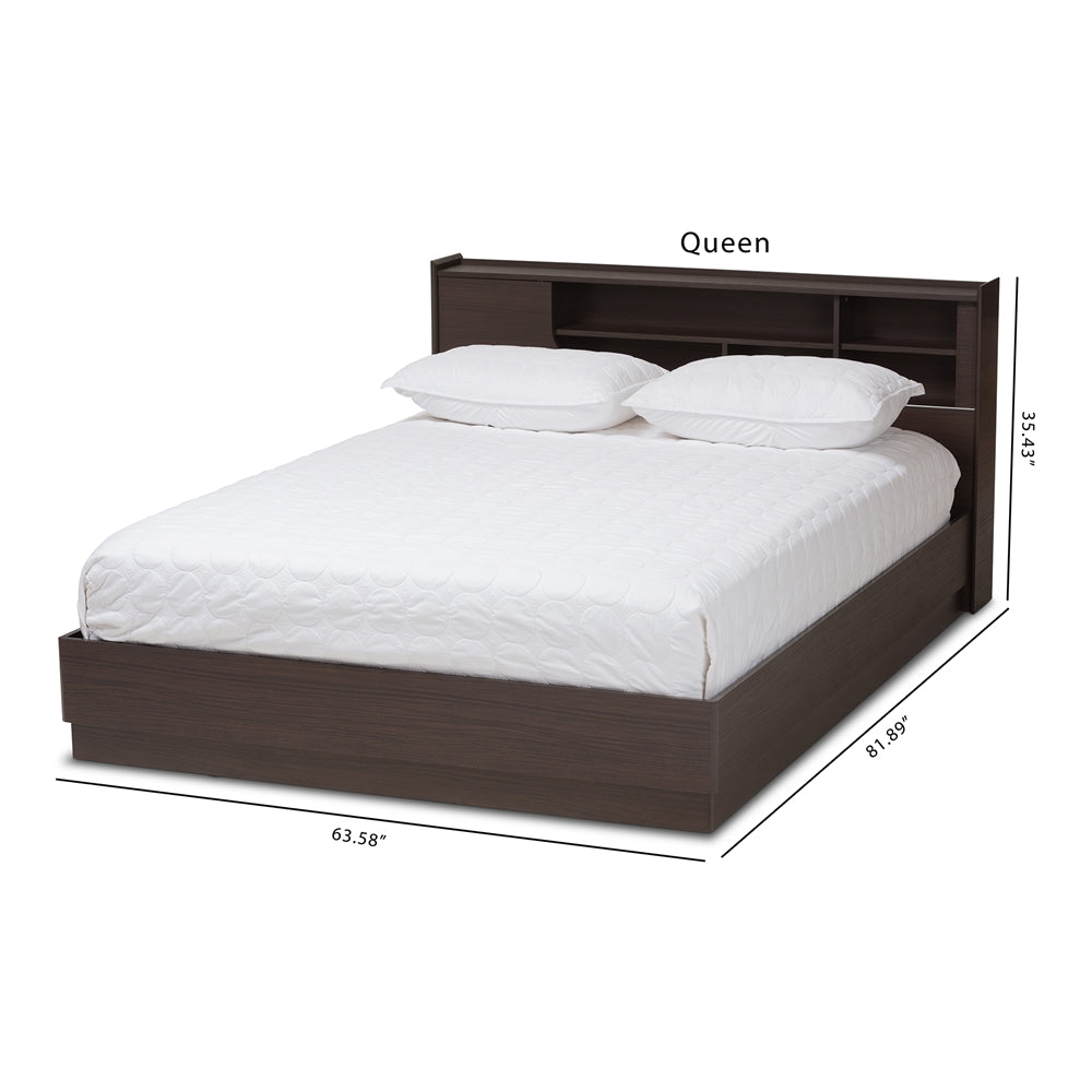 Larsine Brown Finished Queen Size Platform Storage Bed