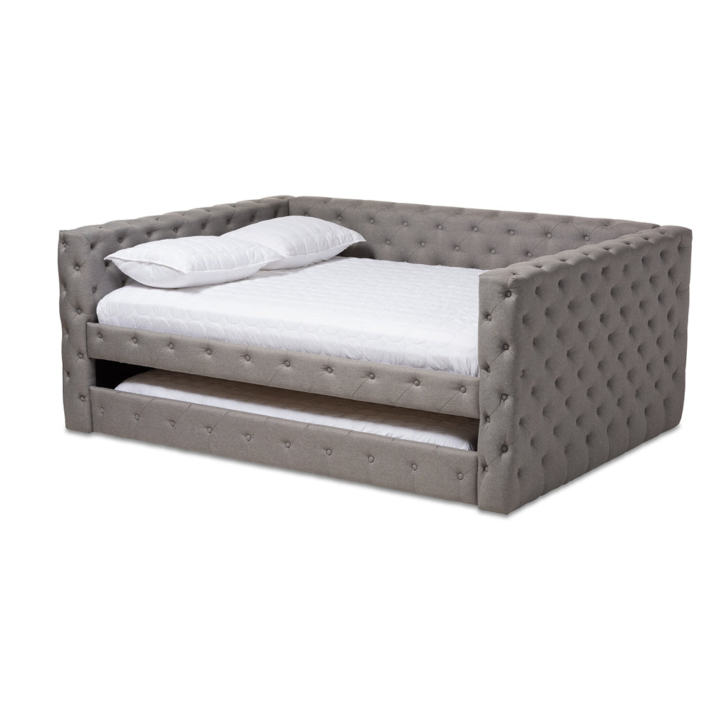 Anabella Grey Fabric Upholstered Queen Size Daybed With Trundle