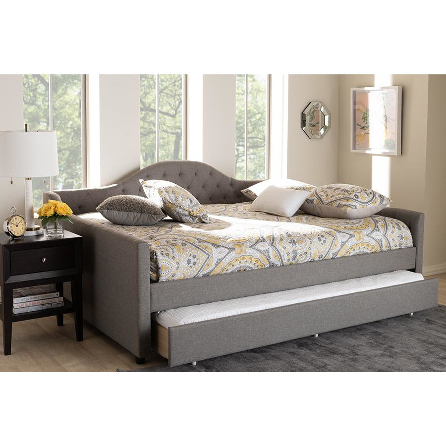 Eliza Modern Grey Fabric Upholstered Full Size Daybed with Trundle