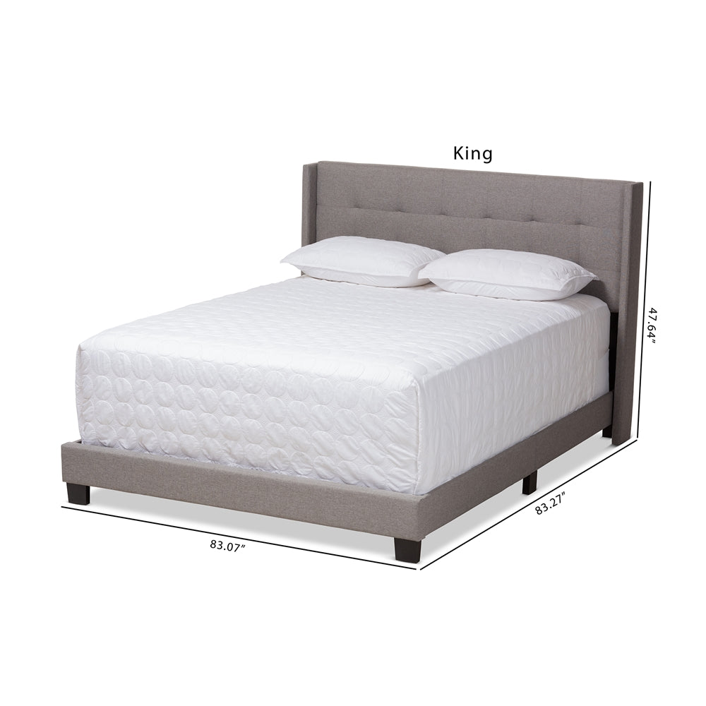 Lisette Grey Fabric Upholstered King Size Bed