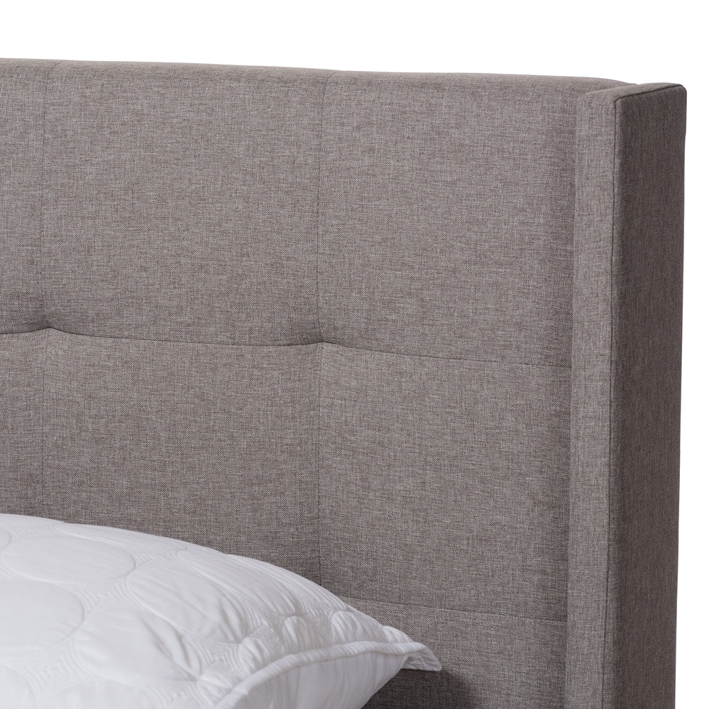 Lisette Grey Fabric Upholstered King Size Bed