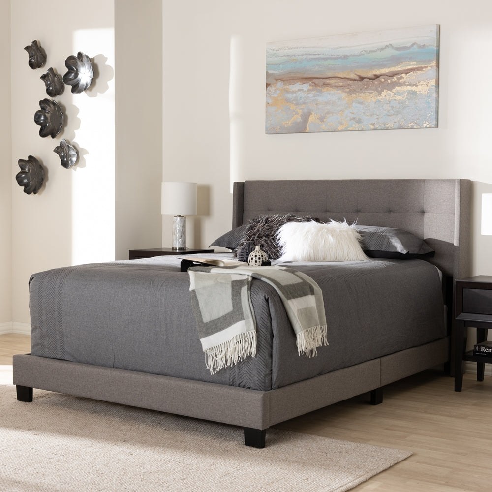 Lisette Grey Fabric Upholstered King Size Bed