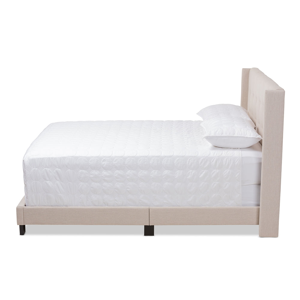 Lisette Beige Fabric Upholstered Full Size Bed