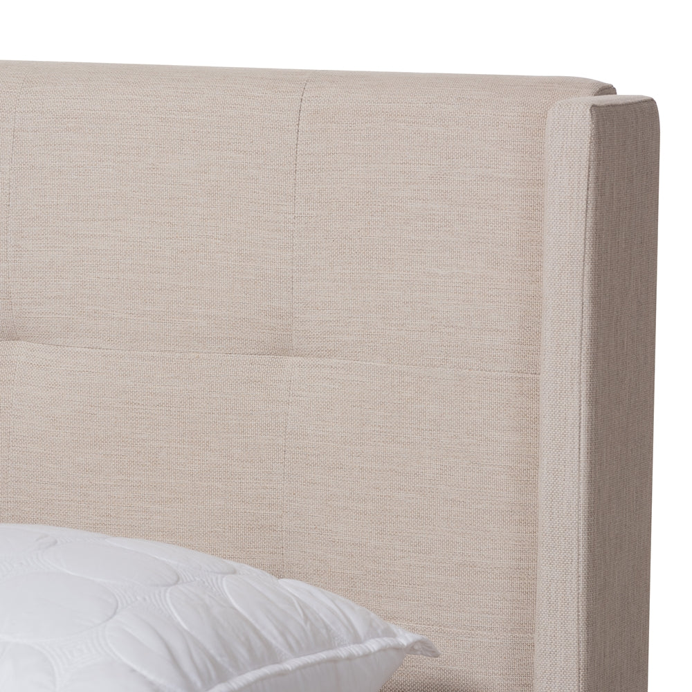 Lisette Beige Fabric Upholstered Full Size Bed