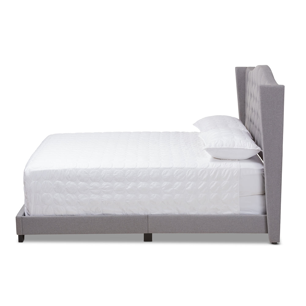 Alesha Grey Fabric Upholstered King Size Bed