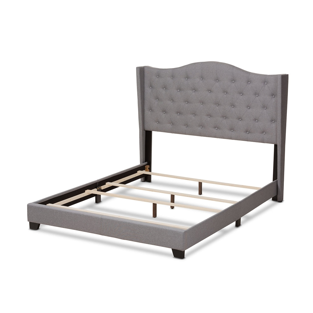 Alesha Grey Fabric Upholstered King Size Bed