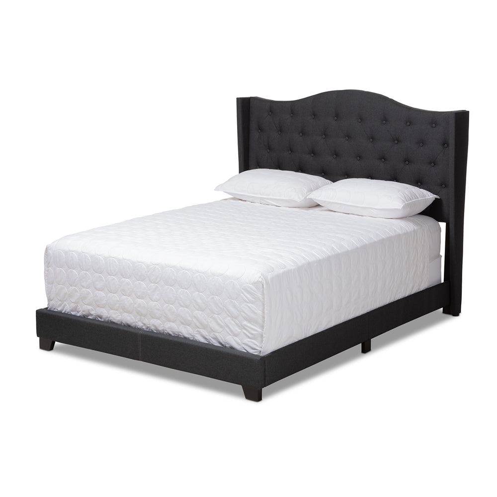 Alesha Charcoal Grey Fabric Upholstered Queen Size Bed