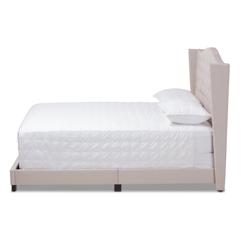 Alesha Beige Fabric Upholstered Full Size Bed