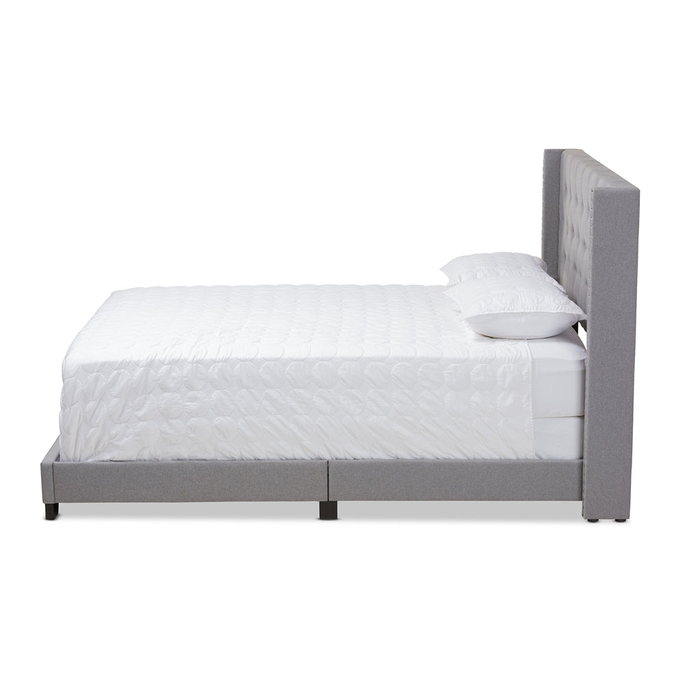 Brady Light Grey Fabric Upholstered King Size Bed