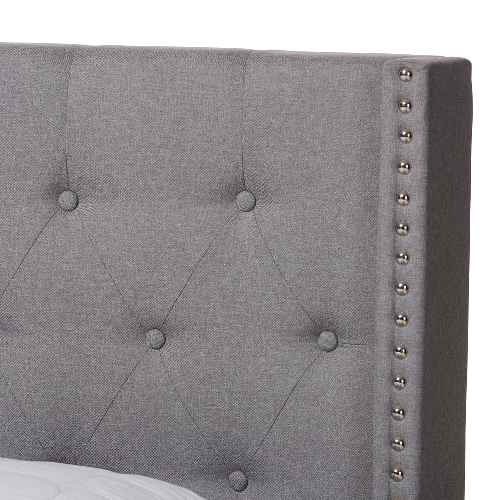 Brady Light Grey Fabric Upholstered King Size Bed