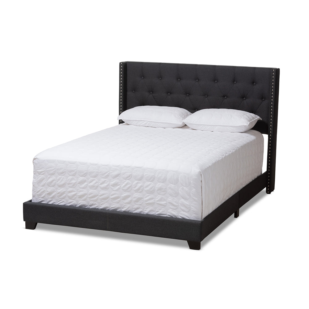 Brady Charcoal Grey Fabric Upholstered Queen Size Bed