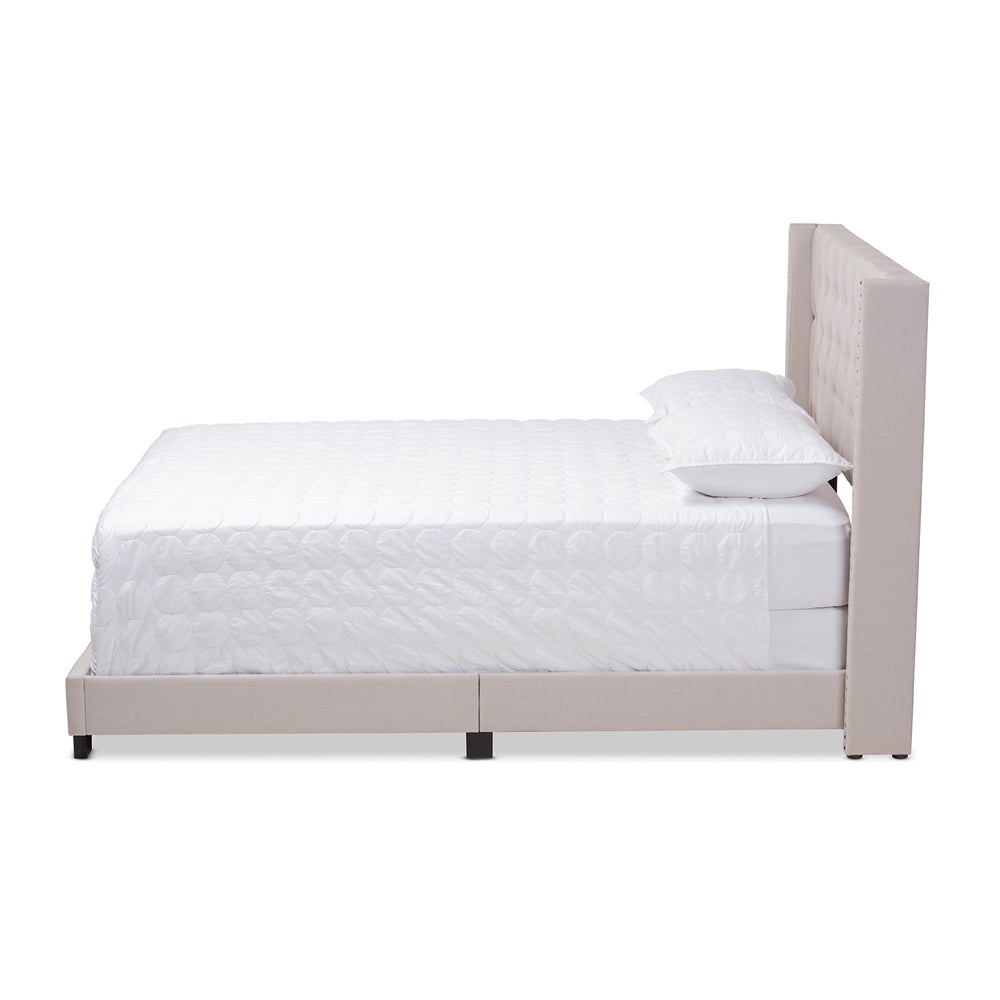 Brady Beige Fabric Upholstered Full Size Bed