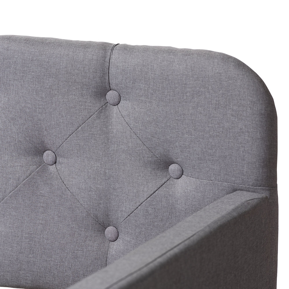 Camelia Grey Upholstered Button-Tufted Twin Size Daybed With Trundle