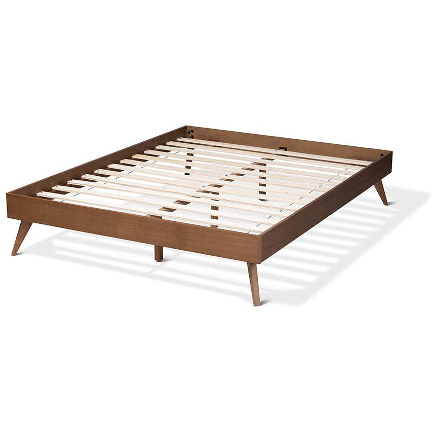 Lissette Walnut Brown Finished Wood Full Size Platform Bed Frame