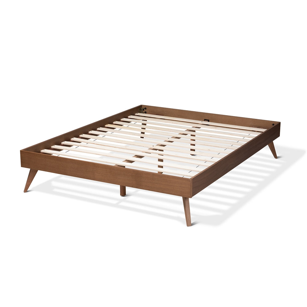 Lissette Walnut Brown Finished Wood Queen Size Platform Bed Frame