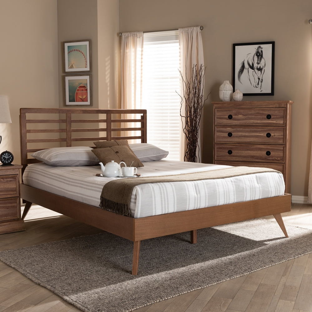 Calisto Walnut Brown Finished Wood Full Size Platform Bed