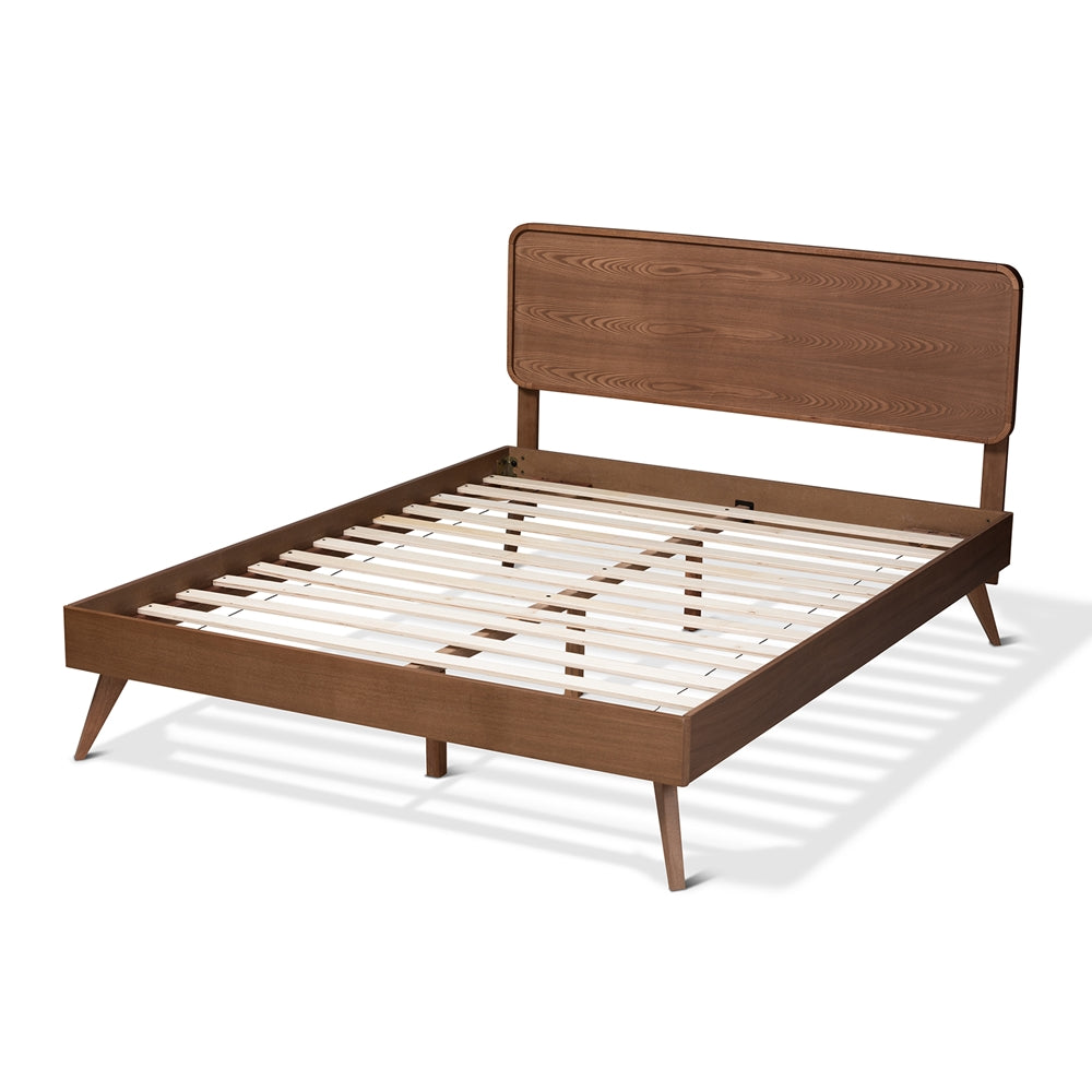 Demeter Walnut Brown Finished Wood King Size Platform Bed