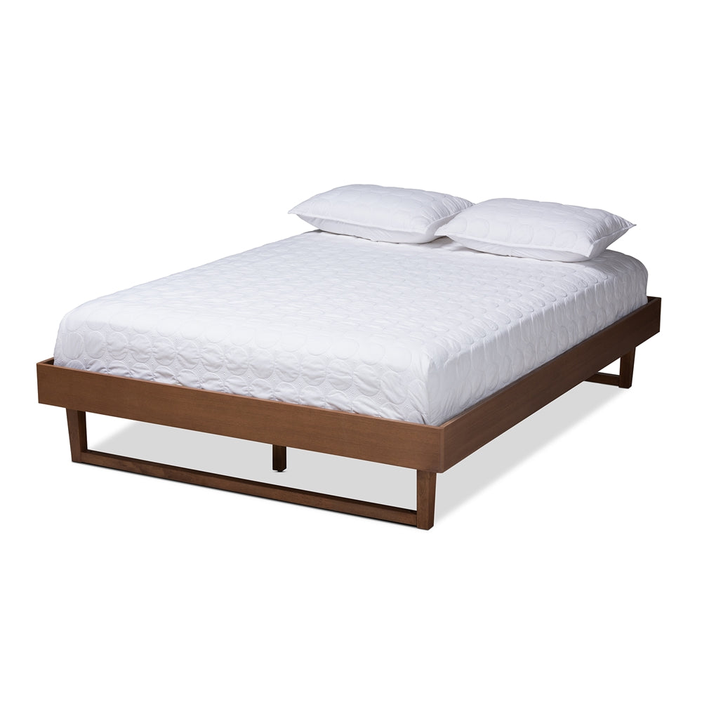 Liliya Walnut Brown Finished Wood Full Size Platform Bed Frame