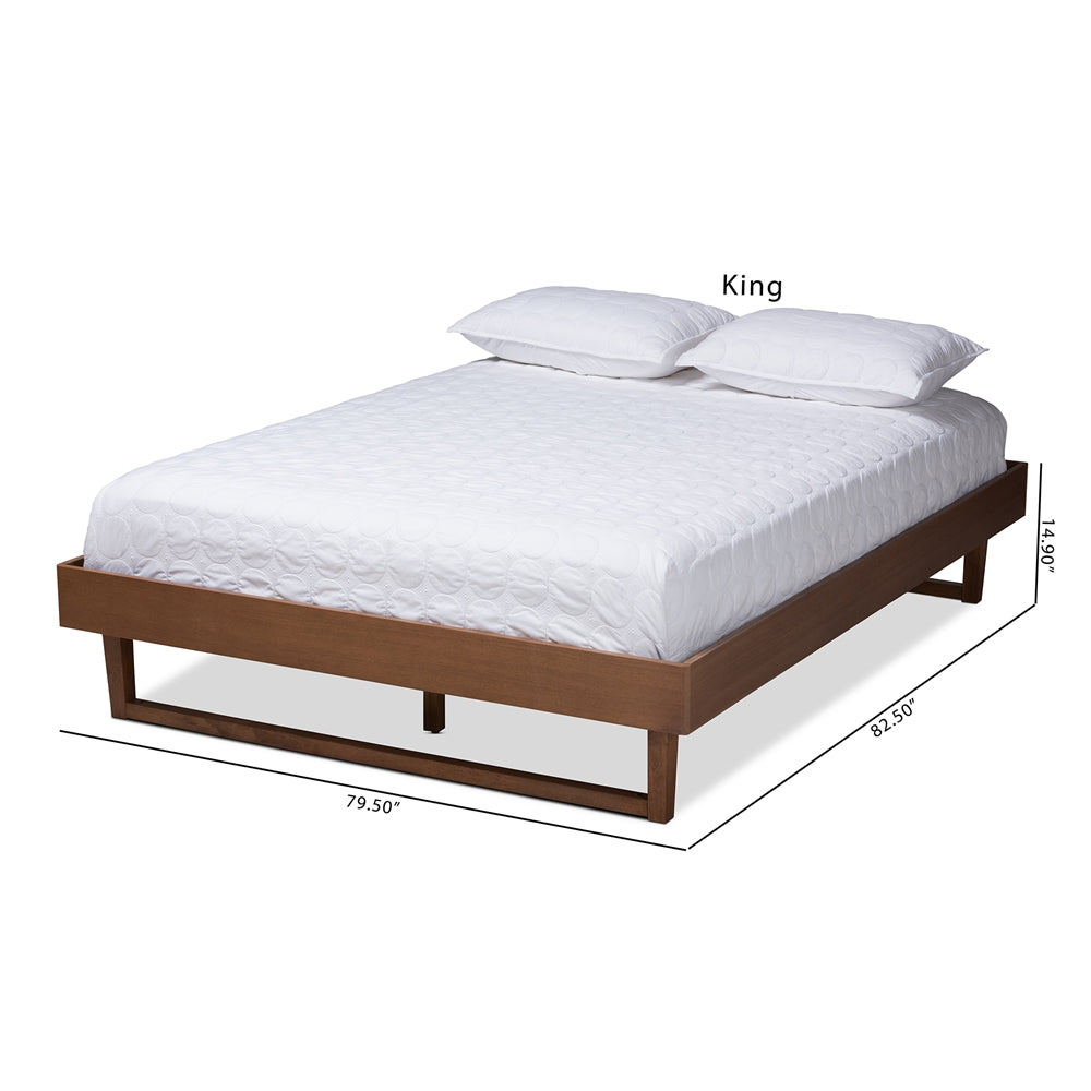 Liliya Walnut Brown Finished Wood King Size Platform Bed Frame