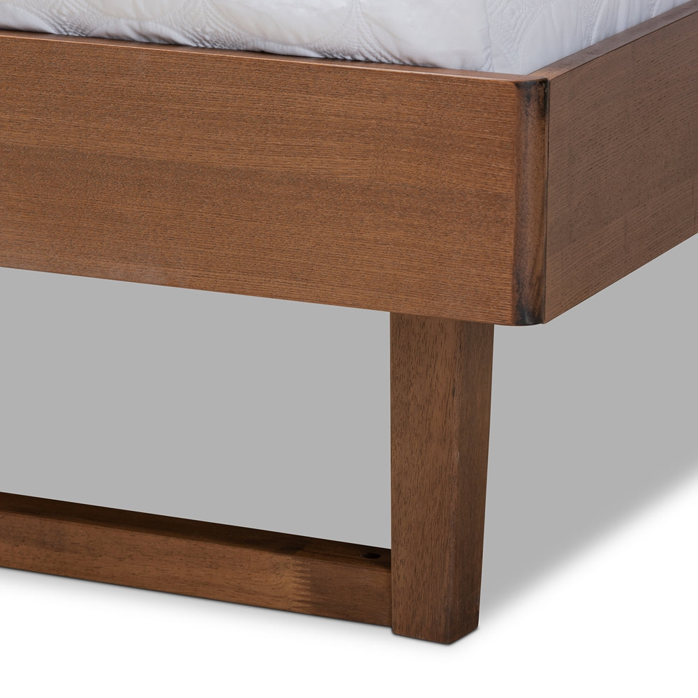 Natalia Full Bed Dark Grey Fabric & Ash Walnut Mid-Century Design