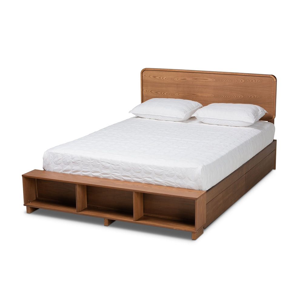 Vita Ash Walnut Brown Finished Wood 4-Drawer King Size Platform Storage Bed