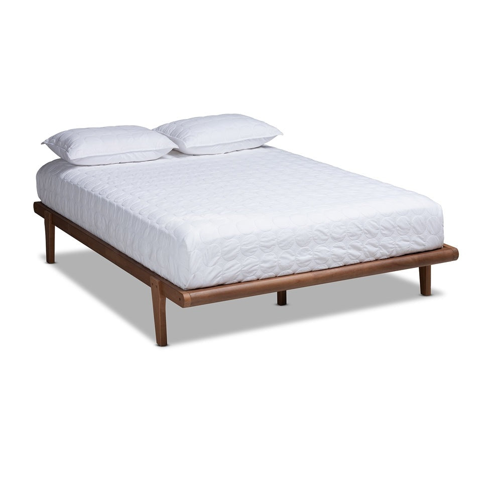 Kaia Walnut Brown Finished Wood Queen Size Platform Bed Frame