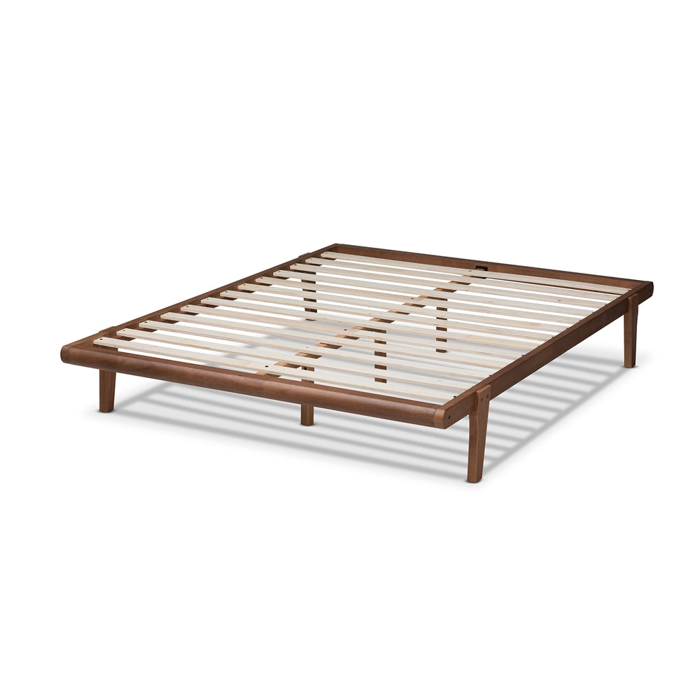 Kaia Walnut Brown Finished Wood Queen Size Platform Bed Frame