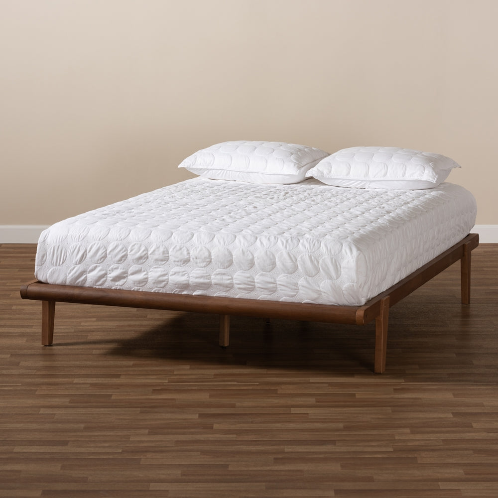 Kaia Walnut Brown Finished Wood Queen Size Platform Bed Frame