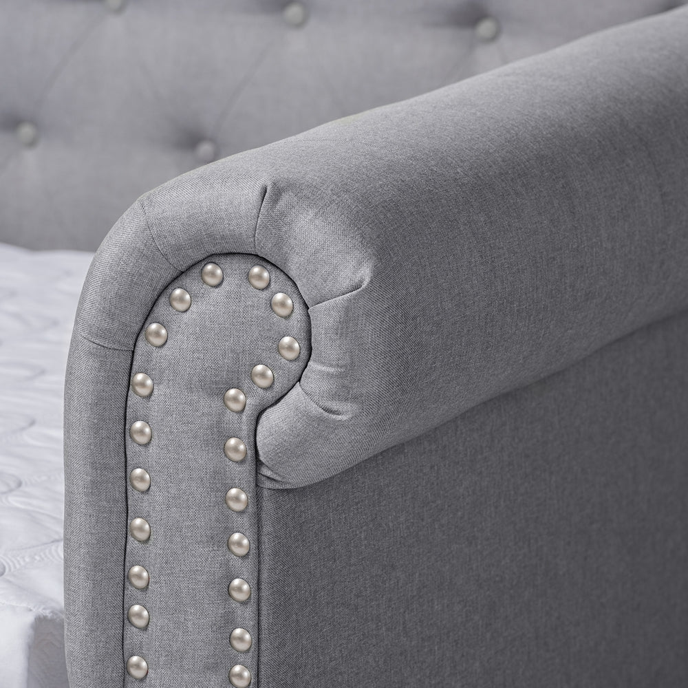 Mabelle Grey Fabric Upholstered Queen Size Daybed with Trundle