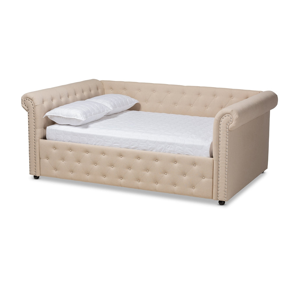 Mabelle Modern and Contemporary Beige Fabric Upholstered Full Size Daybed