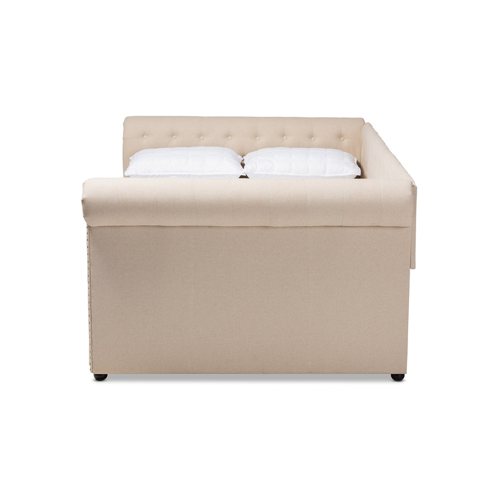 Mabelle Modern and Contemporary Beige Fabric Upholstered Full Size Daybed