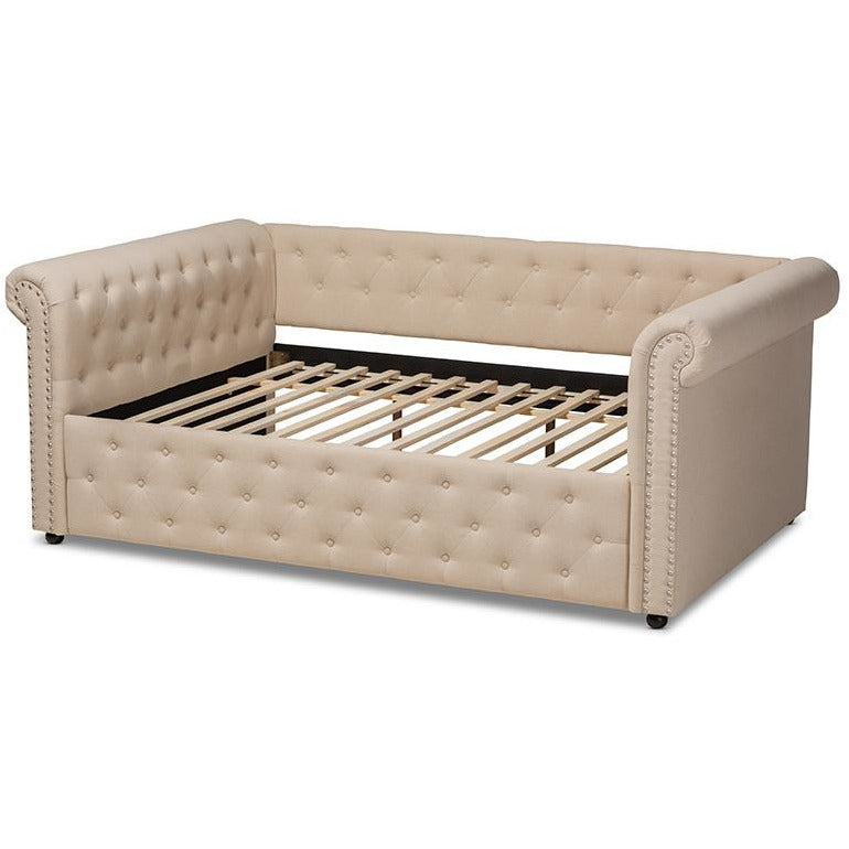 Mabelle Modern and Contemporary Beige Fabric Upholstered Full Size Daybed