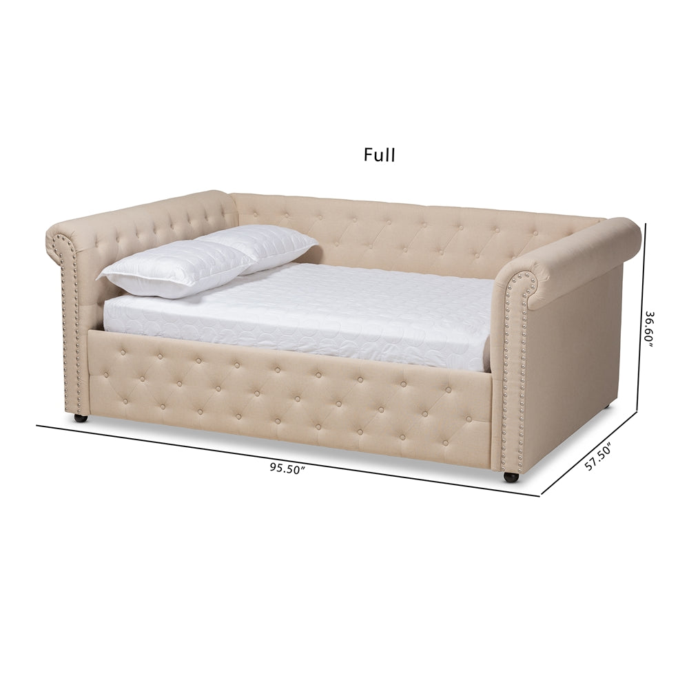 Mabelle Modern and Contemporary Beige Fabric Upholstered Full Size Daybed