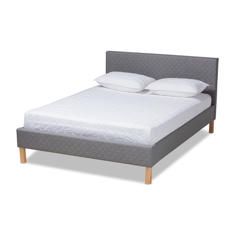 Aneta Grey Fabric Upholstered King Size Platform Bed