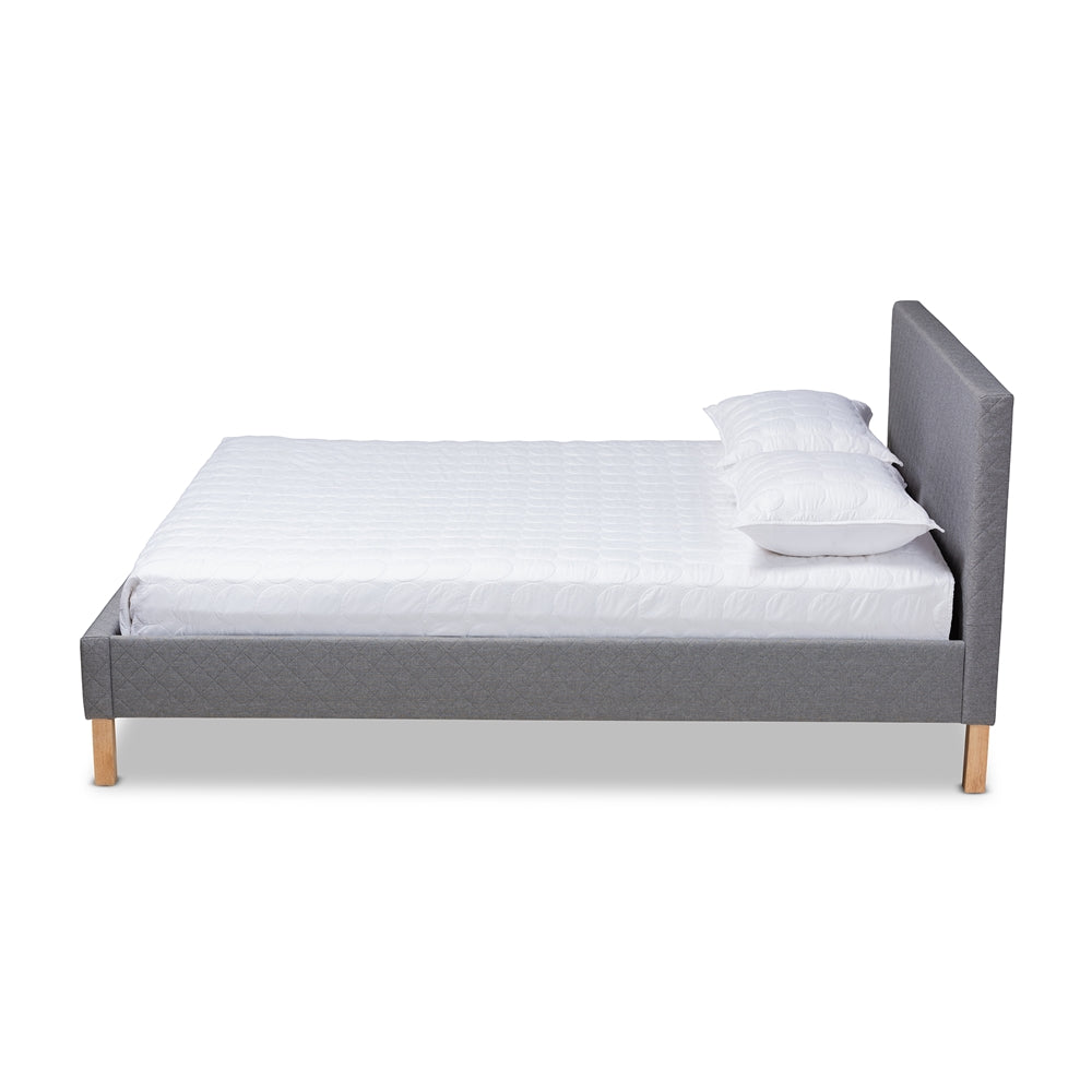 Aneta Grey Fabric Upholstered King Size Platform Bed