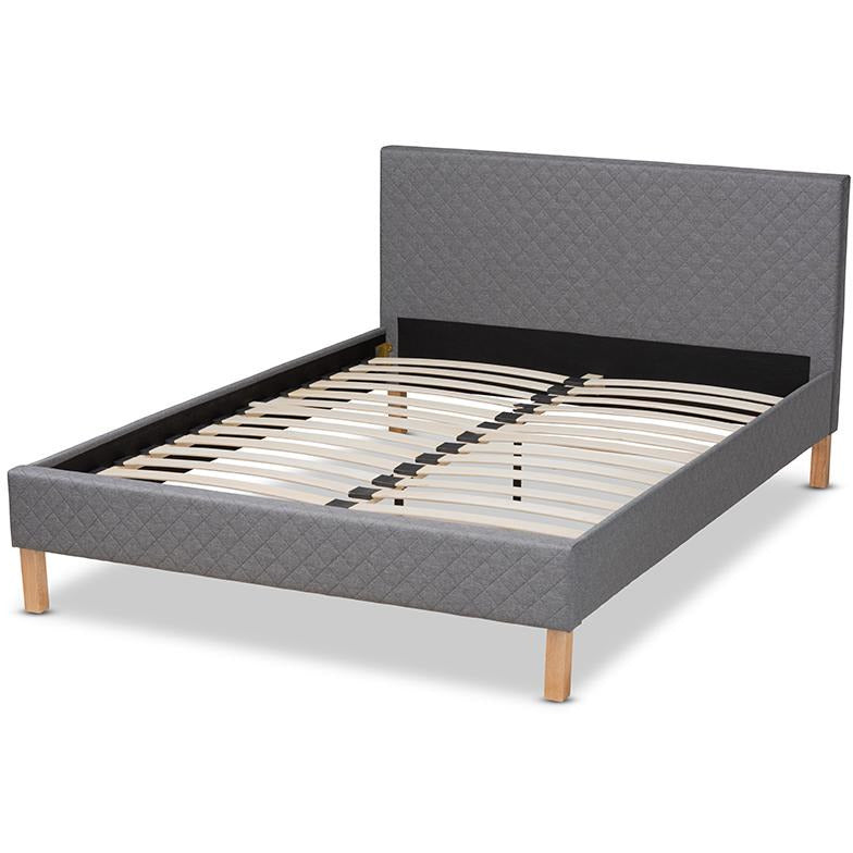 Aneta Grey Fabric Upholstered King Size Platform Bed