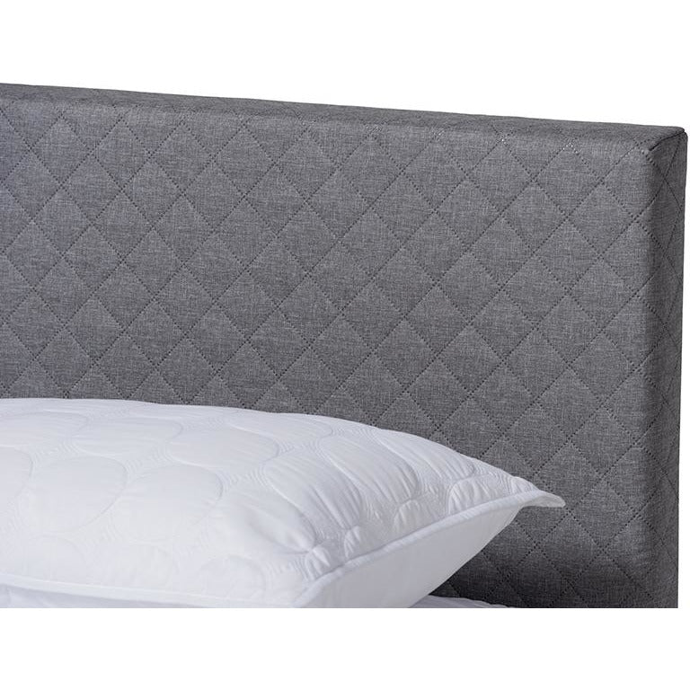 Aneta Grey Fabric Upholstered King Size Platform Bed