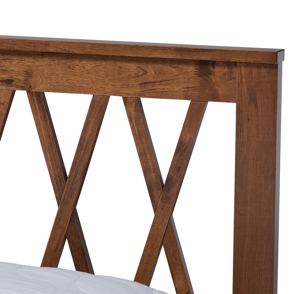 Malene Mid-Century Modern Walnut Finished Wood Queen Size Platform Bed