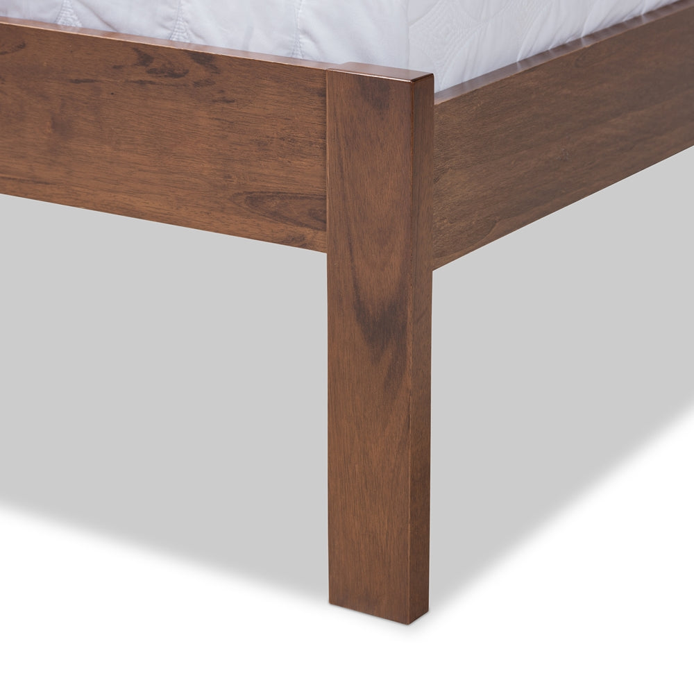 Malene Mid-Century Modern Walnut Finished Wood Queen Size Platform Bed