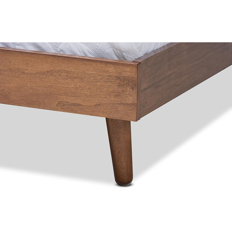 Anzia Mid-Century Modern Walnut Finished Wood Queen Size Platform Bed