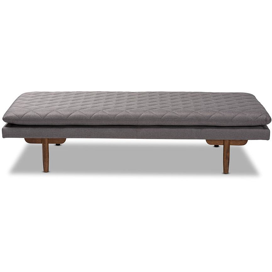 Marit Mid-Century Modern Grey Fabric Upholstered Walnut Finished Wood Daybed