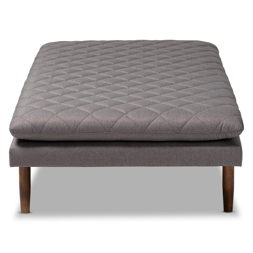 Marit Mid-Century Modern Grey Fabric Upholstered Walnut Finished Wood Daybed