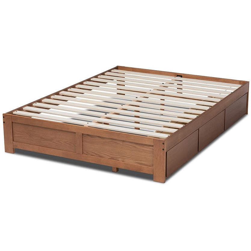 Wren Walnut Finished 3-Drawer Full Size Platform Storage Bed Frame