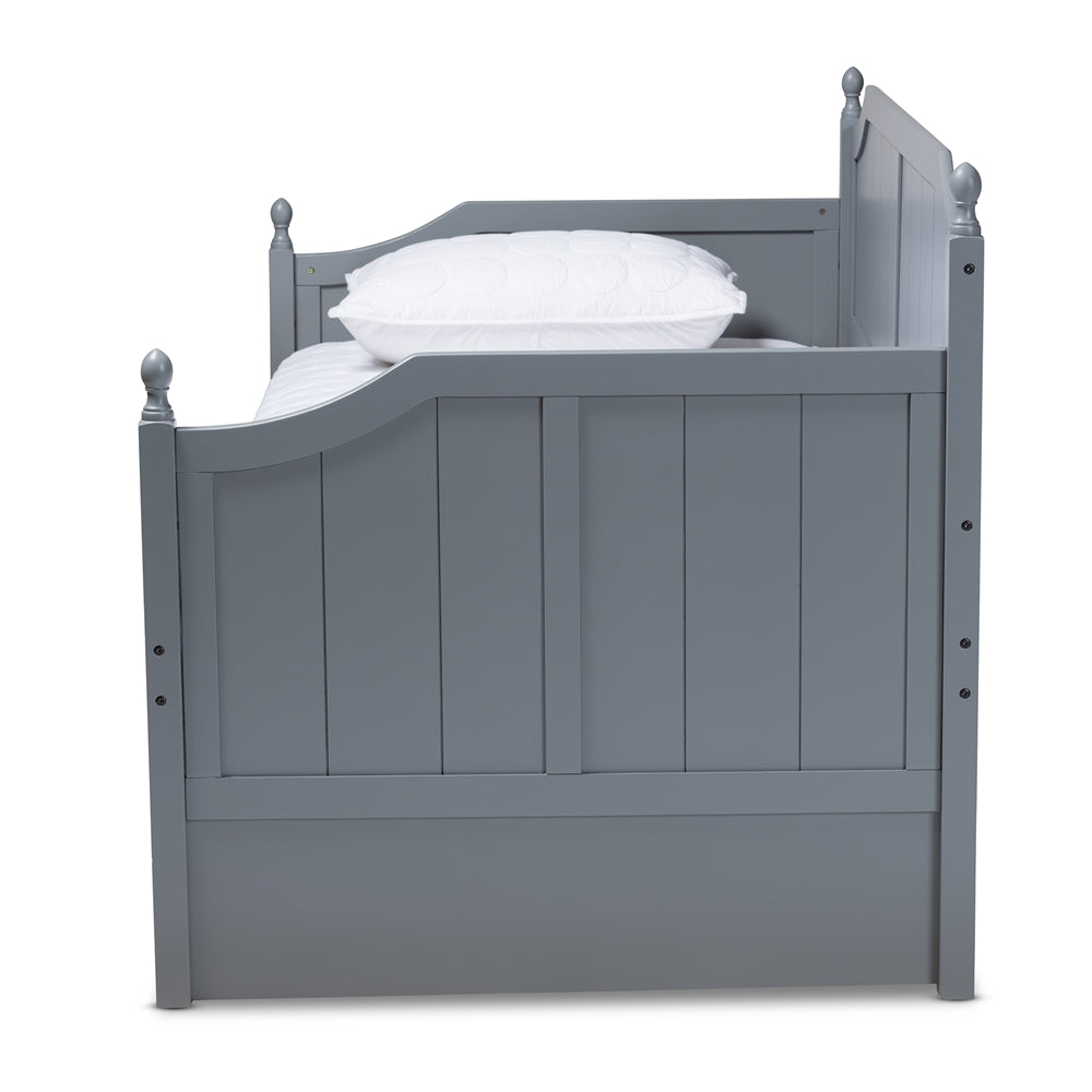 Millie Cottage Farmhouse Grey Finished Wood Twin Size Daybed With Trundle