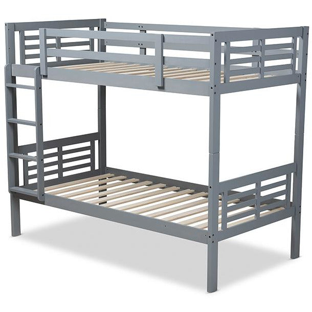 Liam Modern And Contemporary Grey Finished Wood Twin Size Bunk Bed