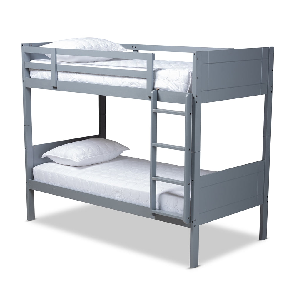 Elsie Modern And Contemporary Grey Finished Wood Twin Size Bunk Bed